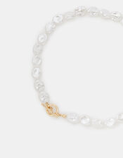 Faux Pearl T-Bar Collar Necklace, , large
