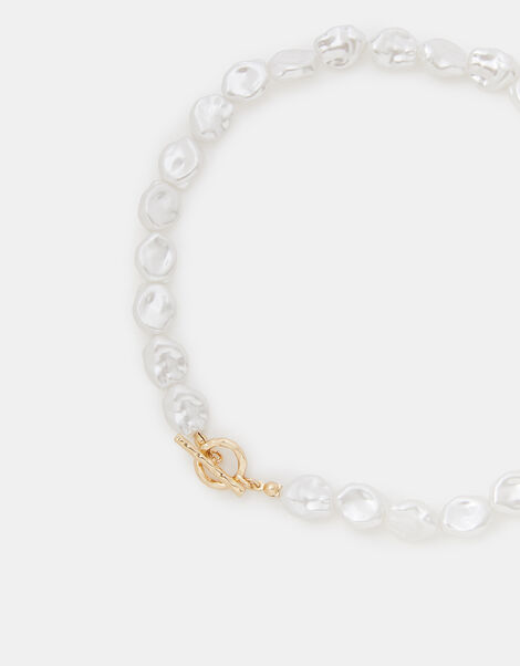 Faux Pearl T-Bar Collar Necklace, , large