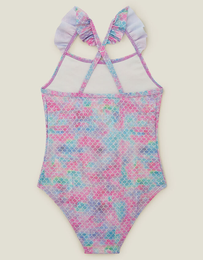 Girls Frilly Mermaid Swimsuit, Multi (PASTEL MULTI), large