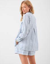 Stripe Cotton Shirt, Blue (BLUE), large