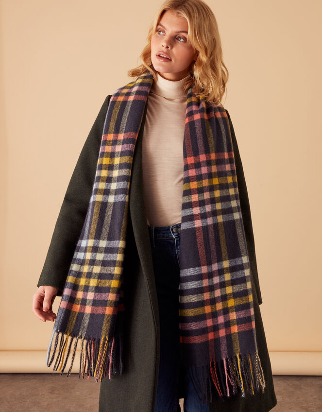 Daisy Multi Check Blanket Scarf, , large