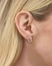 Sterling Silver Sparkle Hoops and Studs Set of Two, , large