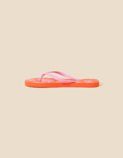 Tropical Print Flip Flops, Pink (PINK), large