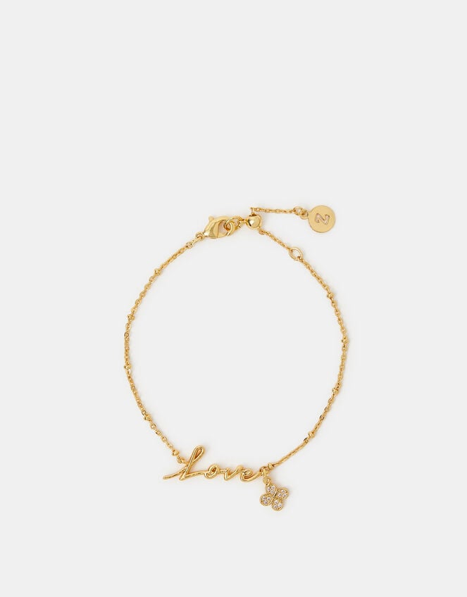 14ct Gold-Plated Love Charm Bracelet, , large