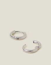 Platinum-Plated Stainless Steel Hoop Earrings, , large