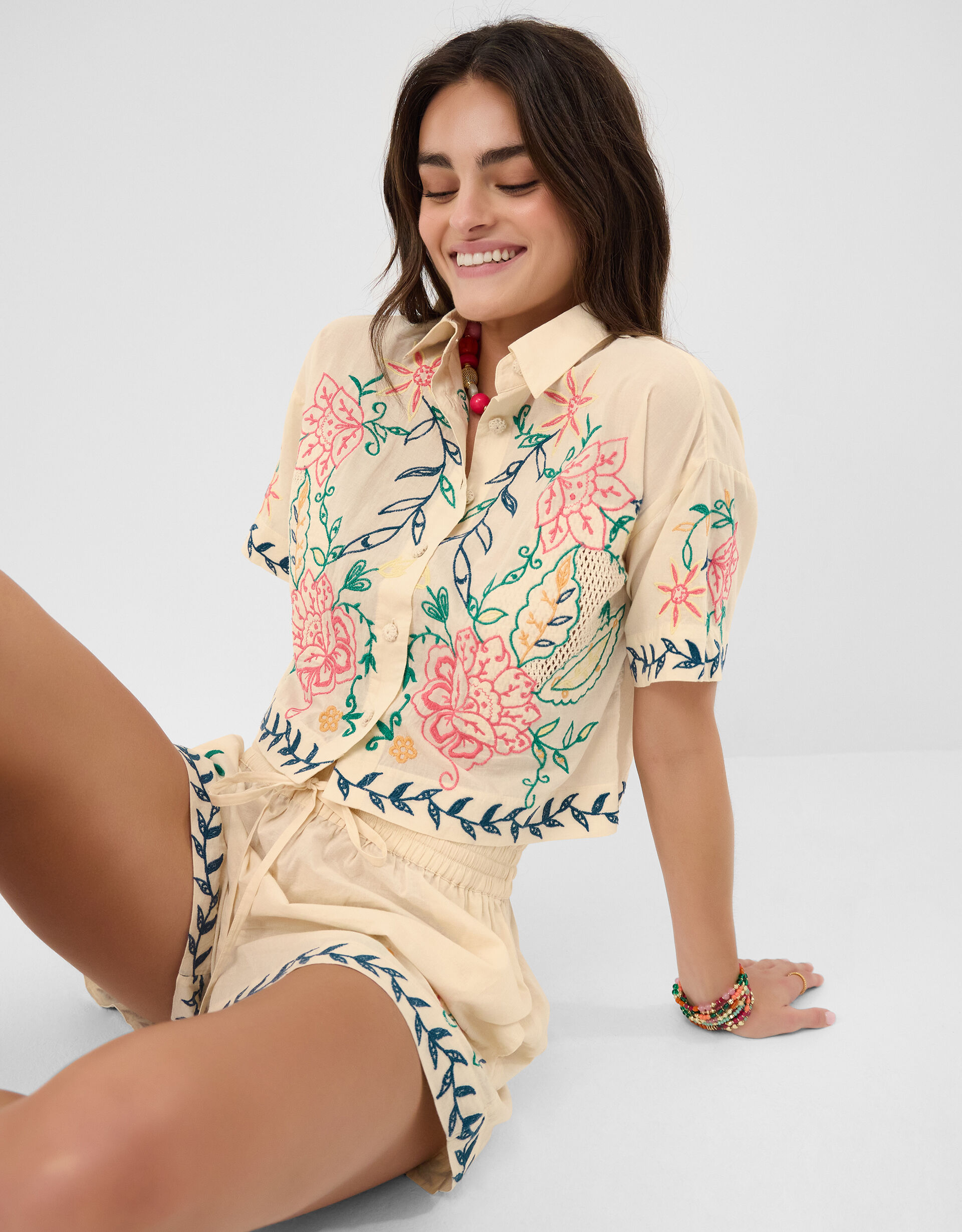 Floral Embroidered Shirt Multi | Beach Shirts & Tops | Accessorize UK