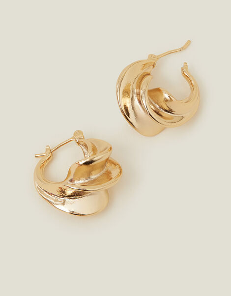 14ct Gold-Plated Chunky Twisted Hoop Earrings, , large