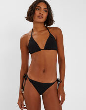 Smocked Triangle Bikini Top, Black (BLACK), large