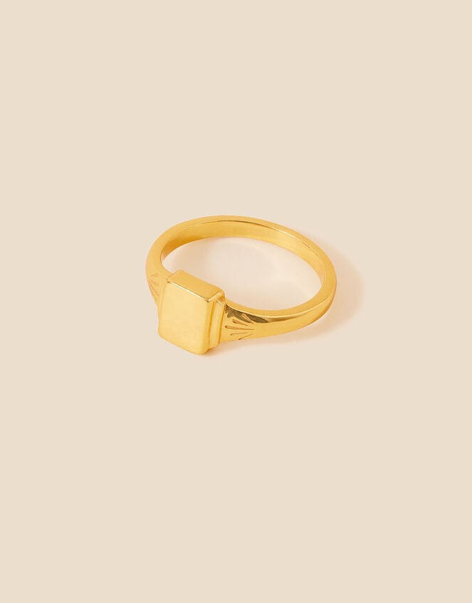 Gold-Plated Square Signet Ring, Gold (GOLD), large