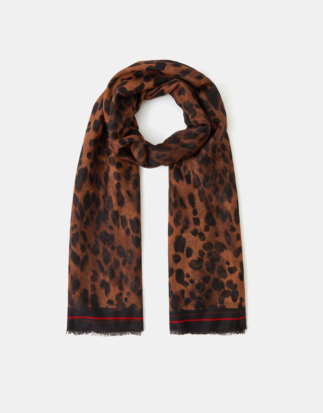 Lightweight Leopard Print Scarf, , large