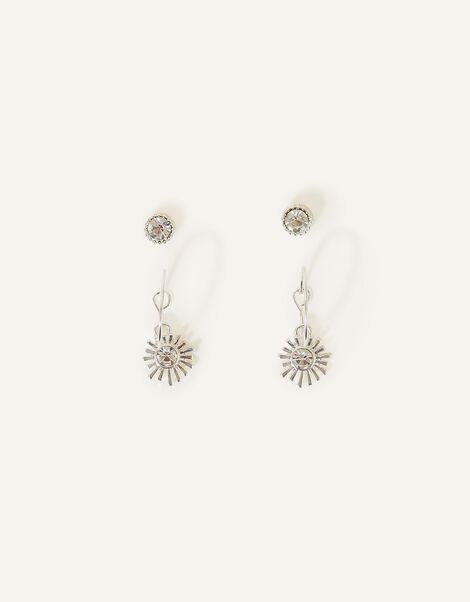 Starburst Hoop and Stud Earrings Set of Two, , large
