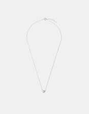 Sterling Silver Halo Stone Pendant Necklace, , large