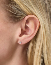 Sterling Silver Flower Studs, , large