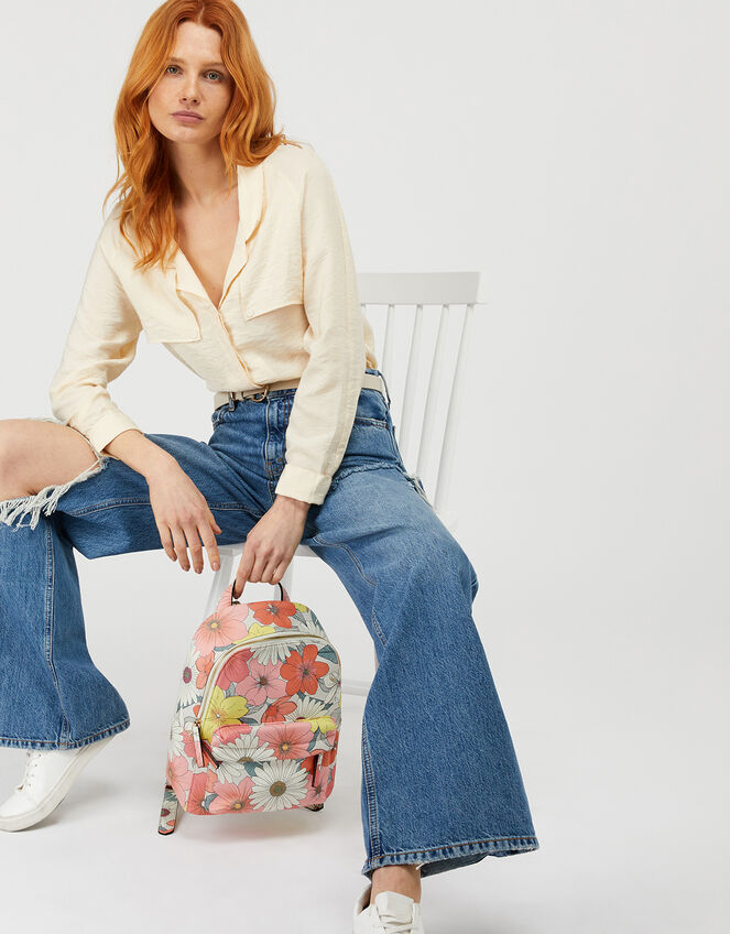 Floral Print Backpack, , large