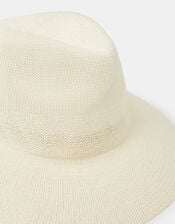 Woven Fedora Hat, White (WHITE), large