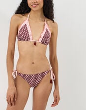 Floral Tie Side Bikini Bottom, Red (BURGUNDY), large