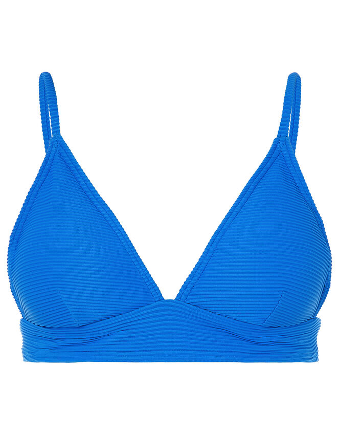 Ribbed Triangle Bikini Top, Blue (BLUE), large