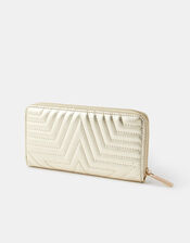 Quilted Star Zip-Around Wallet, Gold (GOLD), large