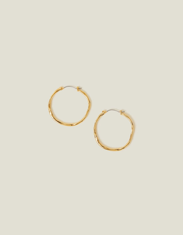 14ct Gold-Plated Molten Hoops, , large