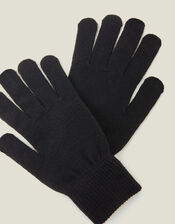 Long Cuff Touchscreen Gloves, Black (BLACK), large