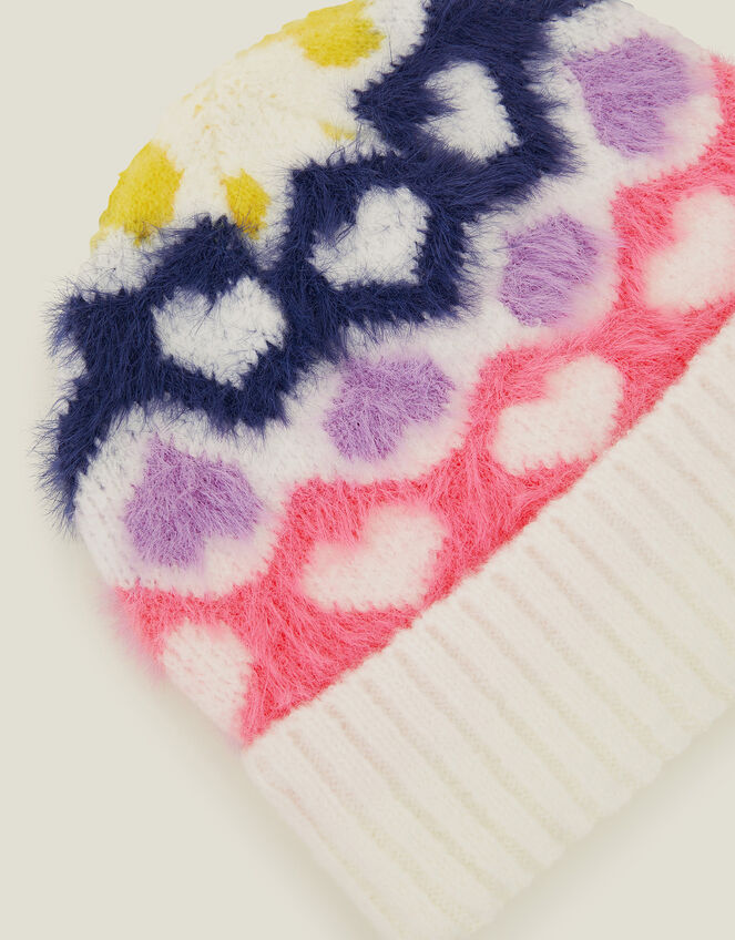 Girls Heart Beanie Hat, Multi (BRIGHTS MULTI), large