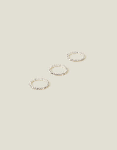 Crystal Sparkle Rings Set of Three, White (CRYSTAL), large