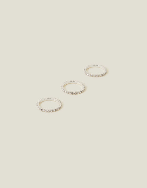 Crystal Sparkle Rings Set of Three, White (CRYSTAL), large