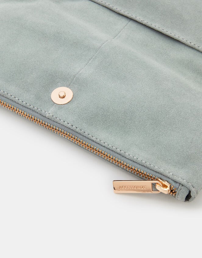 Foldover Suede Wristlet Bag, , large