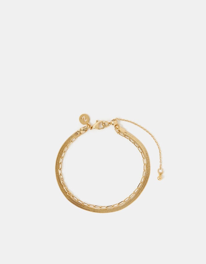 14ct Gold-Plated Omega Layered Bracelet, , large