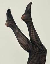 Gingham Tights, Black (BLACK), large