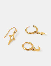 3-Pack Stainless Steel Celestial Hoop Earrings, , large
