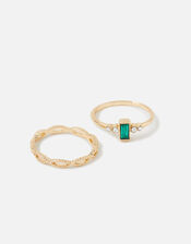 Crossover Vintage Stacking Rings Set of Two, Green (GREEN), large