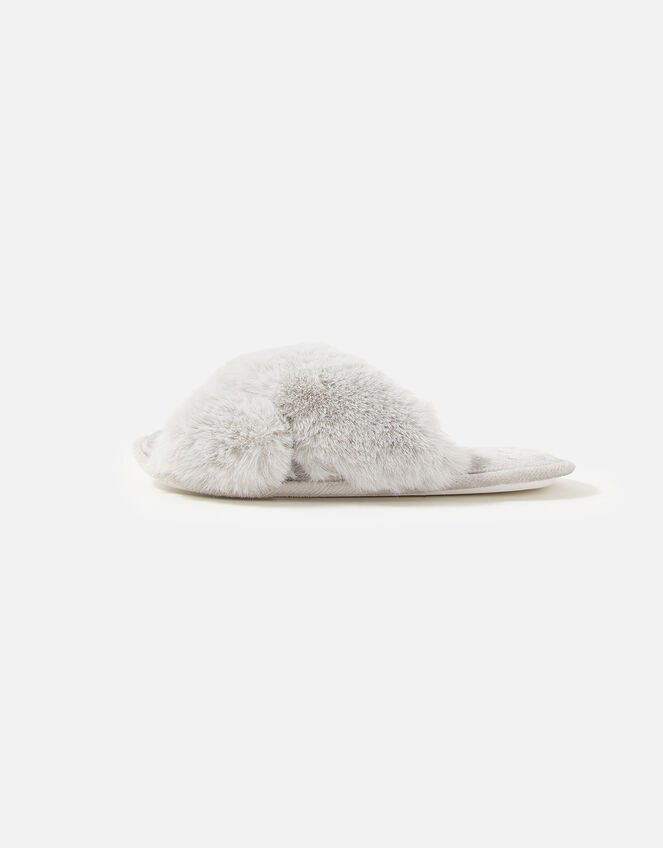 Luxe Faux Fur Sliders, Grey (GREY), large