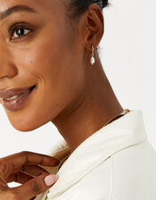 14ct Gold-Plated Pearl Huggie Hoops, , large