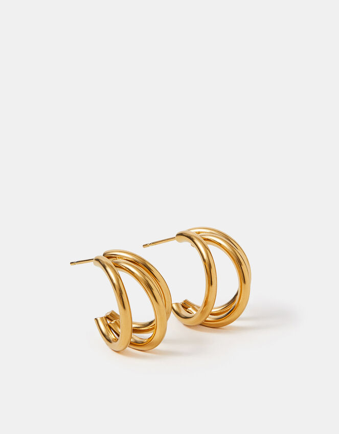 Stainless Steel Triple Hoop Earrings, , large