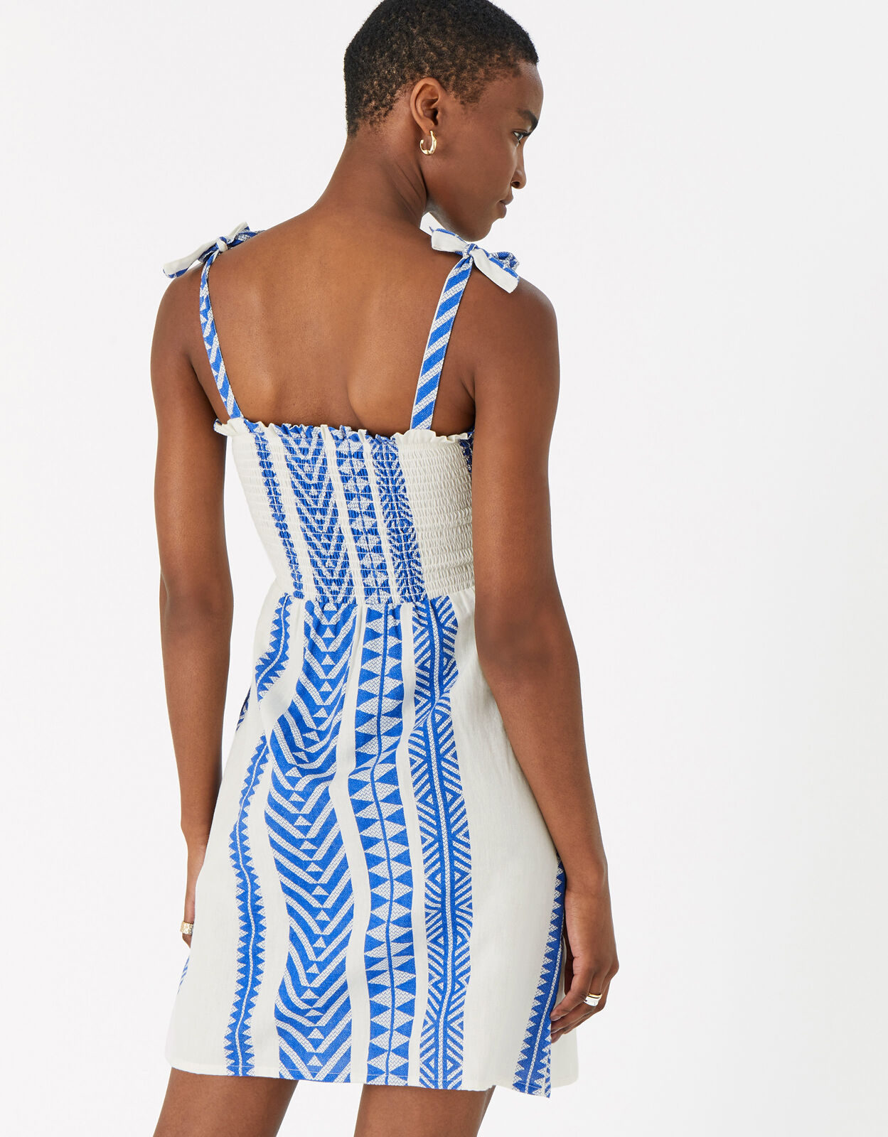 Jacquard Bandeau Dress Blue