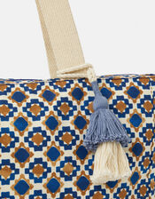 Tile Print Beach Tote Bag, , large