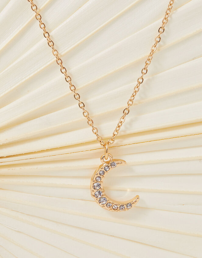 Sparkle Moon Pendant Necklace , , large