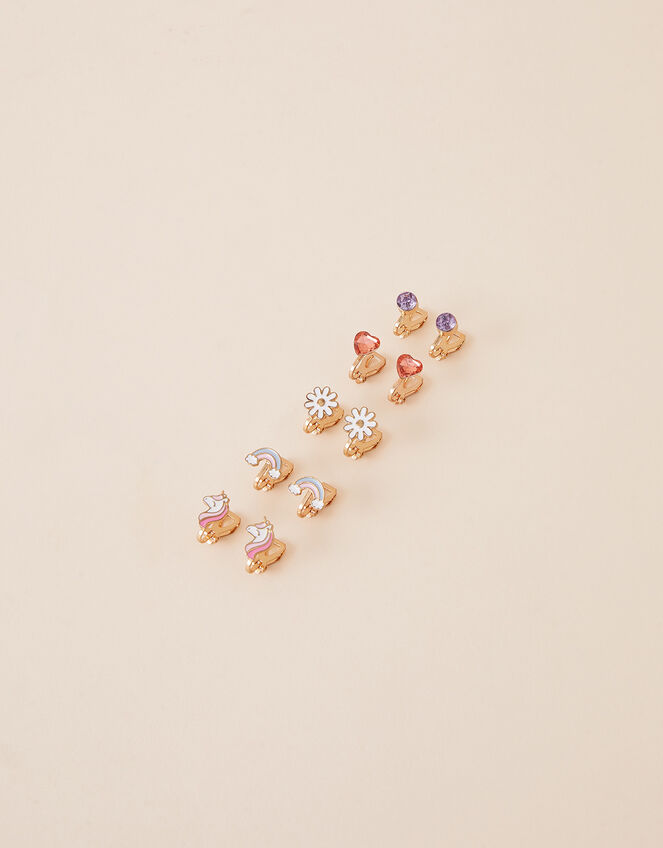 Girls Unicorn Clip-On Earrings 5 Pack, , large