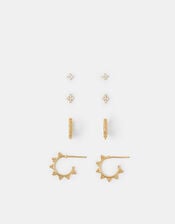 4-Pack 14ct Gold-Plated Filigree Hoops & Stud Earrings, , large