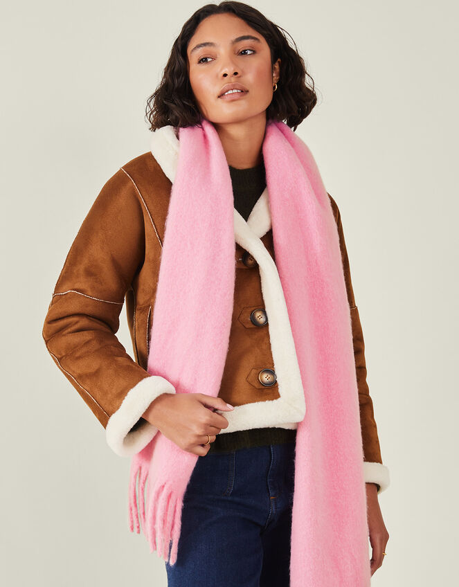 Plain Tassel Scarf, Pink (PINK), large