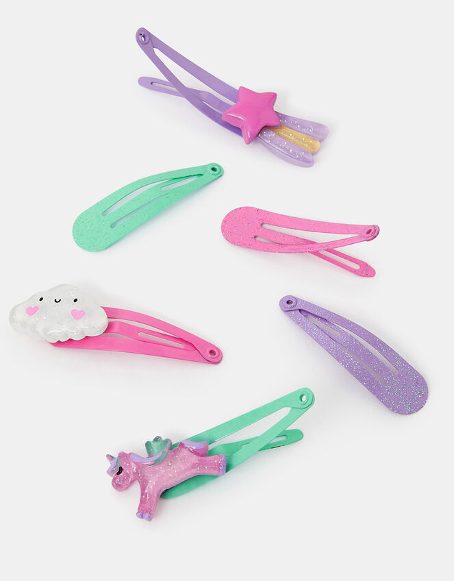 6-Pack Girls Unicorn Hair Clips, , large
