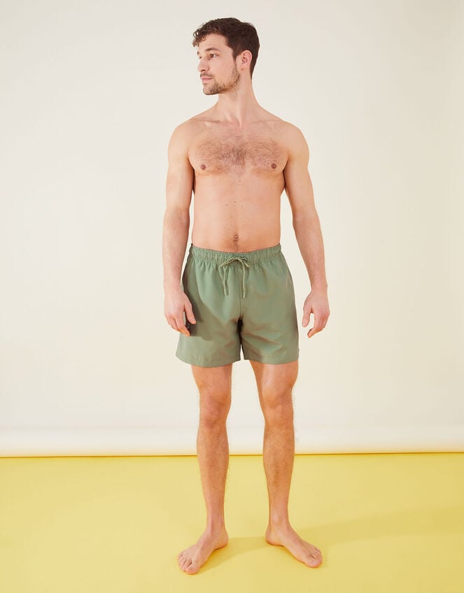 Mens Tie Waist Swimming Shorts, Green (KHAKI), large
