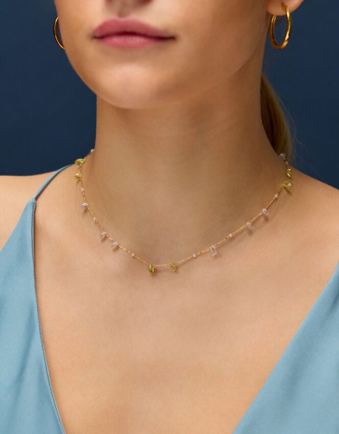 14ct Gold-Plated Multi Stone Necklace, , large