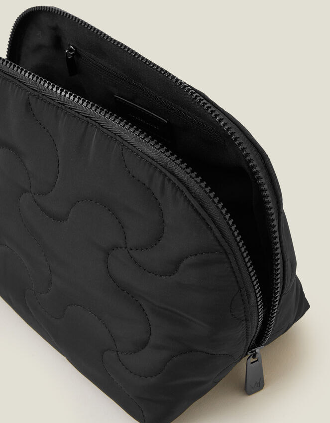 Quilted Wash Bag, Black (BLACK), large