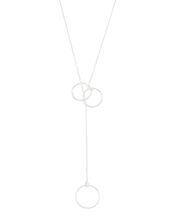 Sterling Silver Linked Ring Lariat Necklace, , large