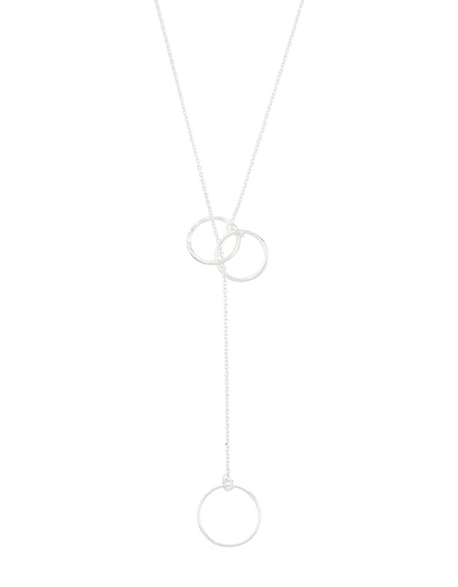 Sterling Silver Linked Ring Lariat Necklace, , large