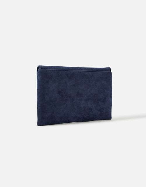 Natalie Suedette Envelope Clutch Bag, Blue (NAVY), large