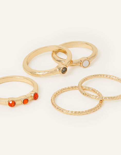 Gem Stacking Rings 5 Pack, Multi (PASTEL-MULTI), large