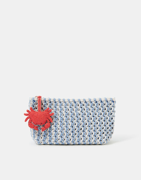 Crab Charm Macrame Clutch Bag, , large